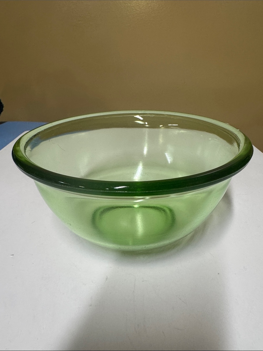Hazel Atlas 7" Green Uranium Depression Glass Medium Mixing Bowl